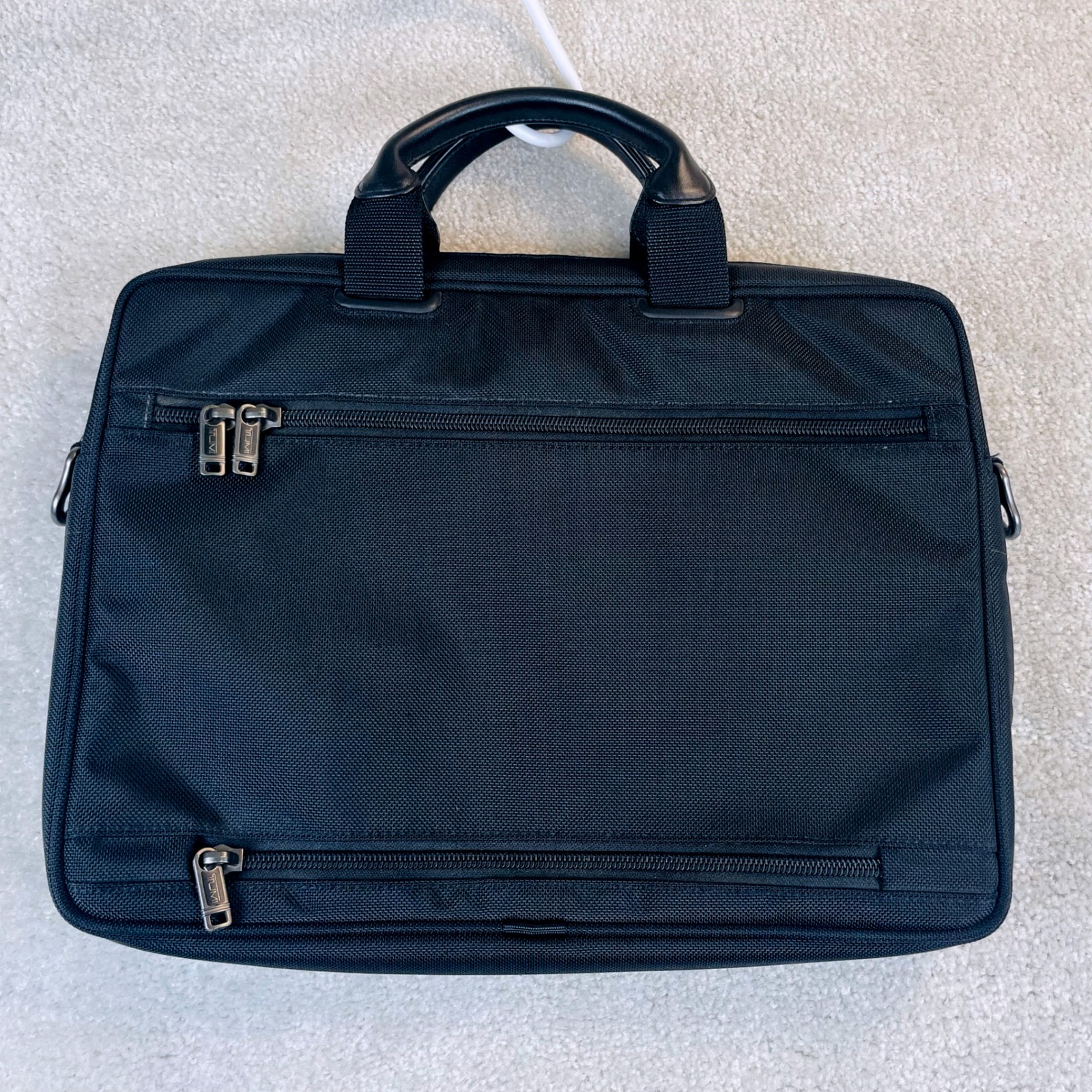 Tumi Alpha Ballistic Nylon Laptop Briefcase Black Leather Handles Monogram